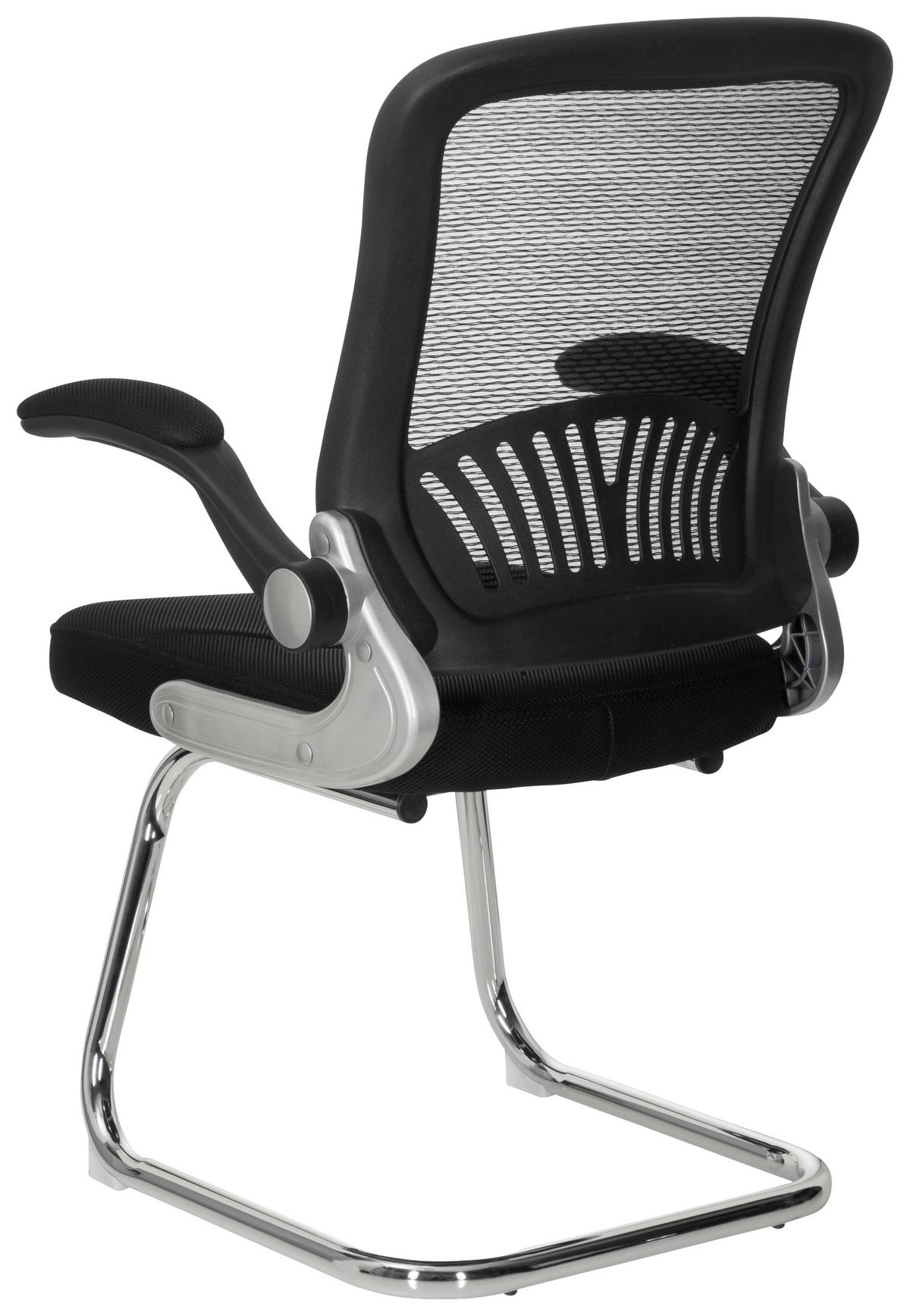 Besucherstuhl Flyer Pro V Schwarz - Chromfarben/Schwarz, MODERN, Textil/Metall (64/103/64cm) - MID.YOU