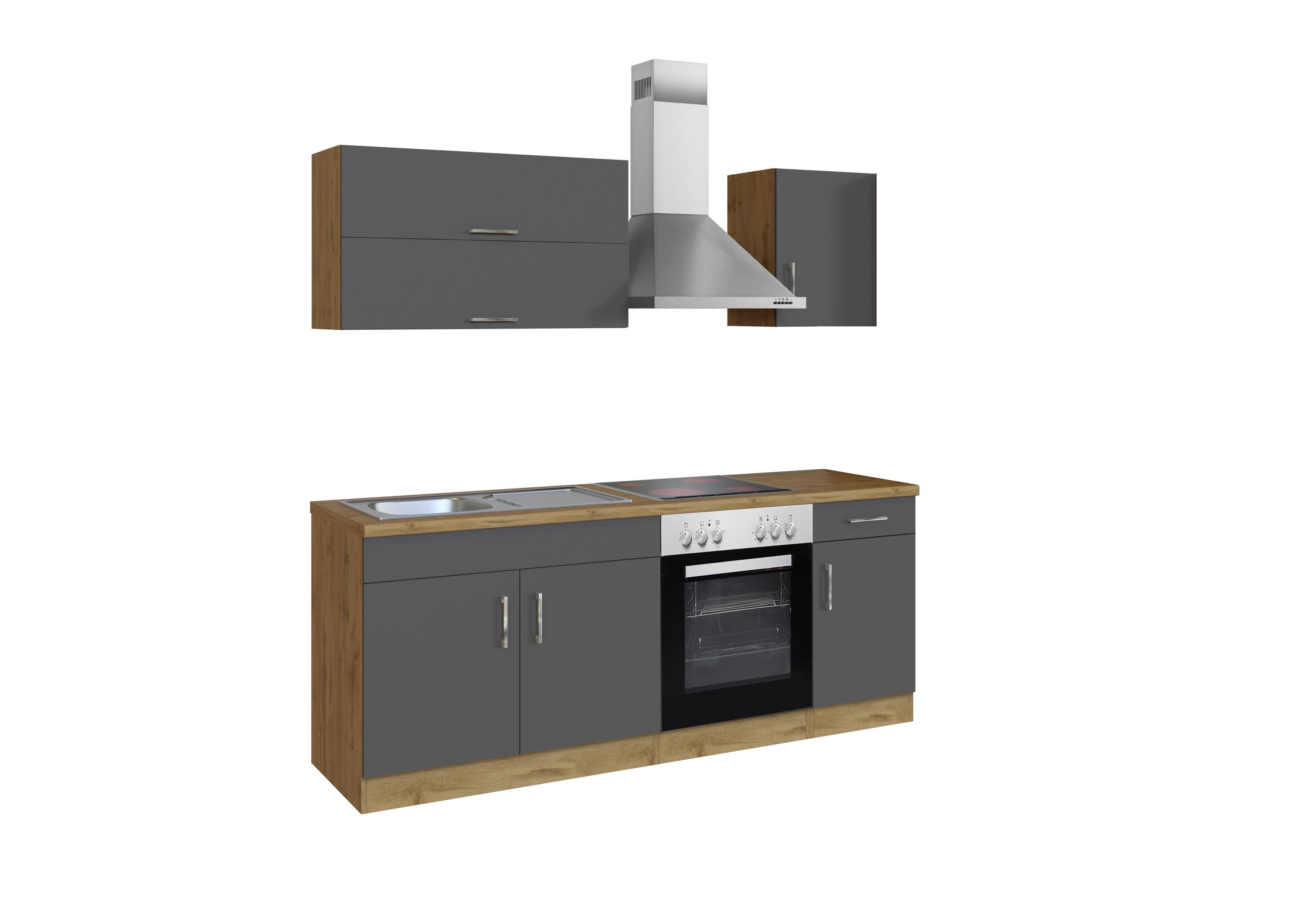 Küchenblock in Anthrazit mit Geräten Länge ca. 210 cm