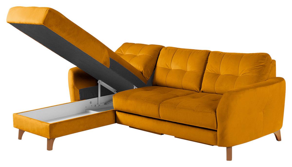 Ecksofa Nordic, Gelb S: 168x238 cm - Gelb/Buchefarben, Design, Textil (168/238cm) - Livetastic