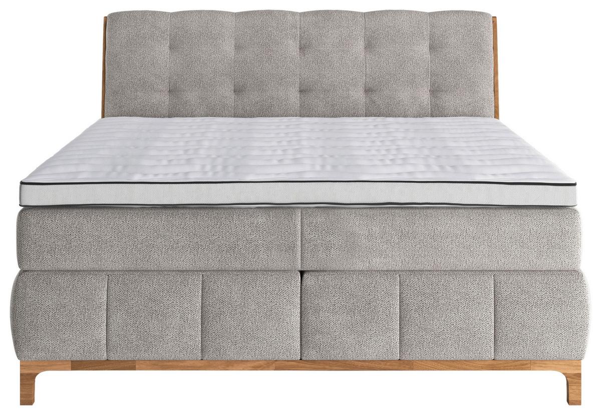 Boxspringbett Moon mit Topper 160x200 cm - Sandfarben/Eichefarben, MODERN, Holz/Holzwerkstoff (160/200cm) - MID.YOU