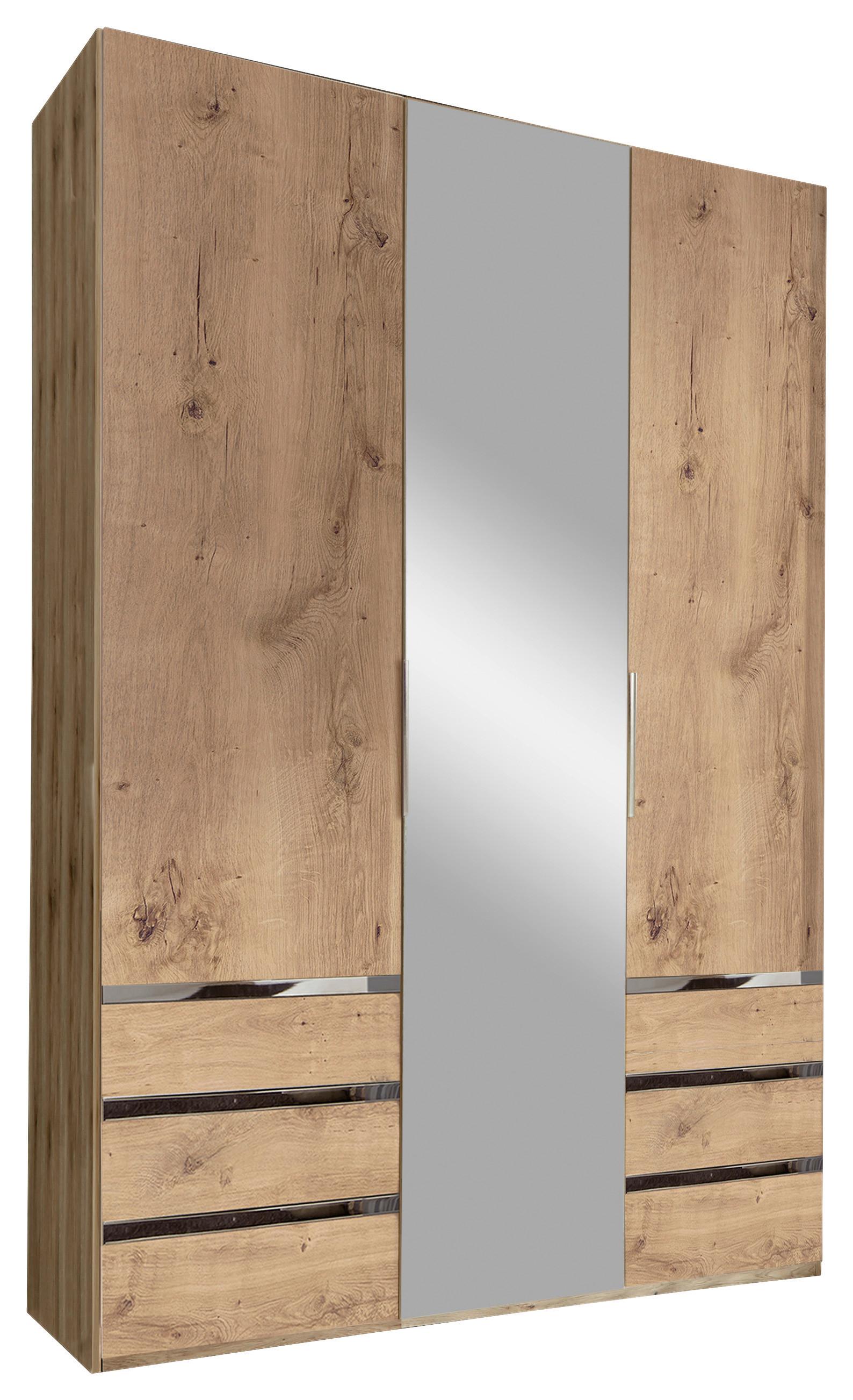 Drehtürenschrank mit Spiegel 150cm Level 36a, Eichen Dekor - Plankeneiche/Eichefarben, MODERN, Glas/Holzwerkstoff (150/216/58cm) - MID.YOU