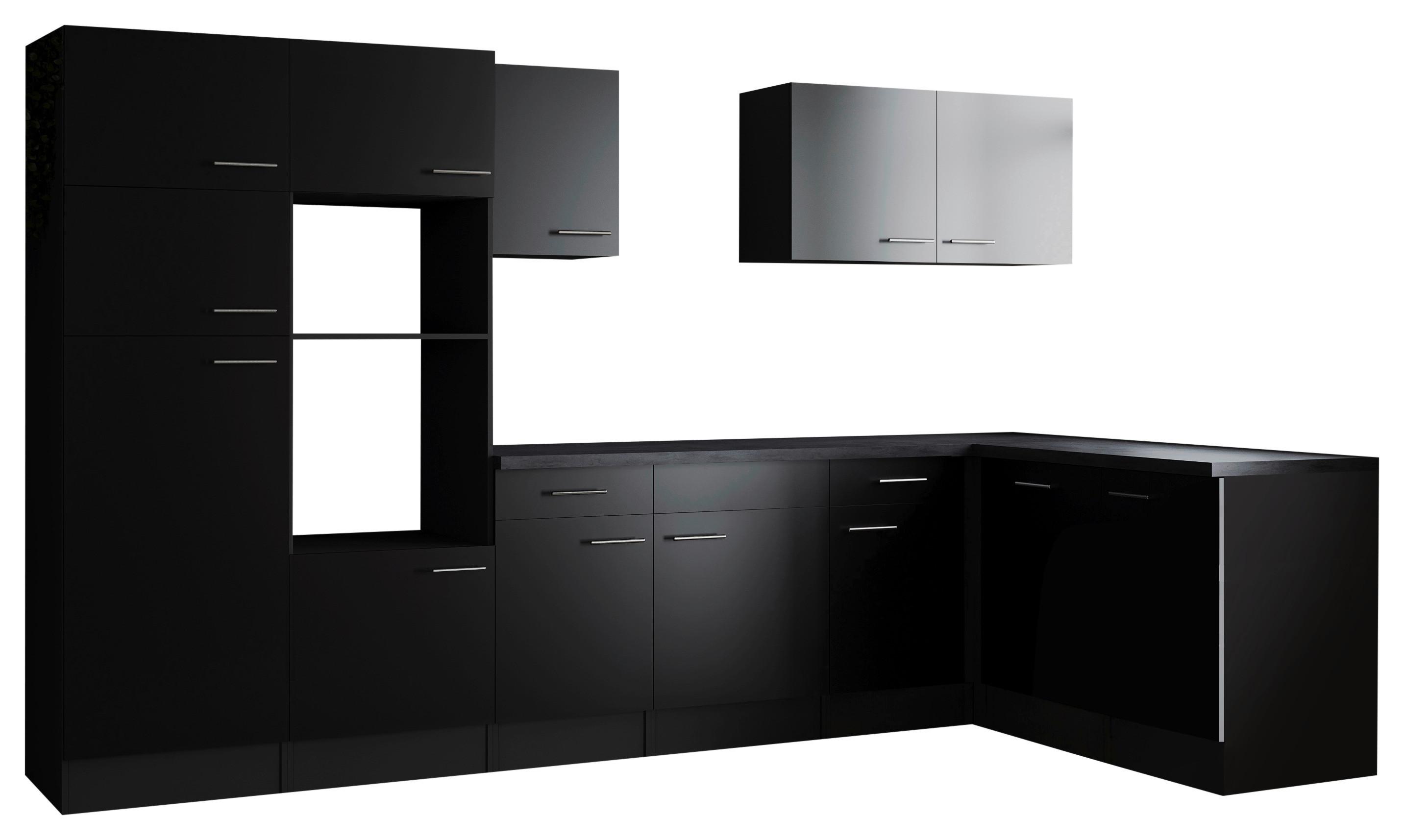 Eckküche Oliver Grau, Schwarz S: 340x172cm - Schwarz/Grau, Design, Holzwerkstoff (340/172cm) - Respekta