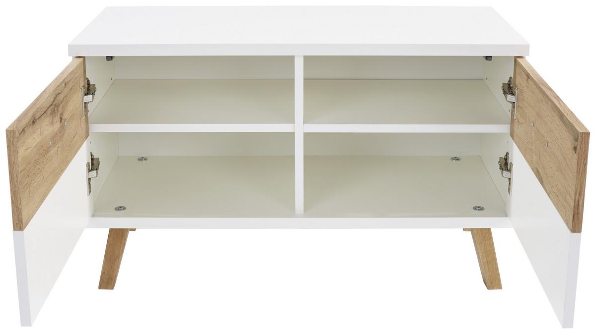 Garderobenbank Rivoli B: 85 cm 2 Türen, Weiß/Eiche Dekor - Eichefarben/Erlefarben, MODERN, Holzwerkstoff (85/50/35,5cm)