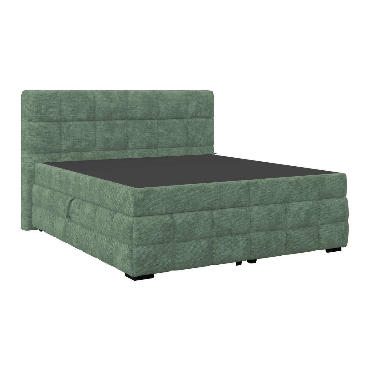 Čalúnená posteľ VEGA 160x200 cm, mätovozelená - čierna/zelená, Trend, drevo/textil (160/200cm)