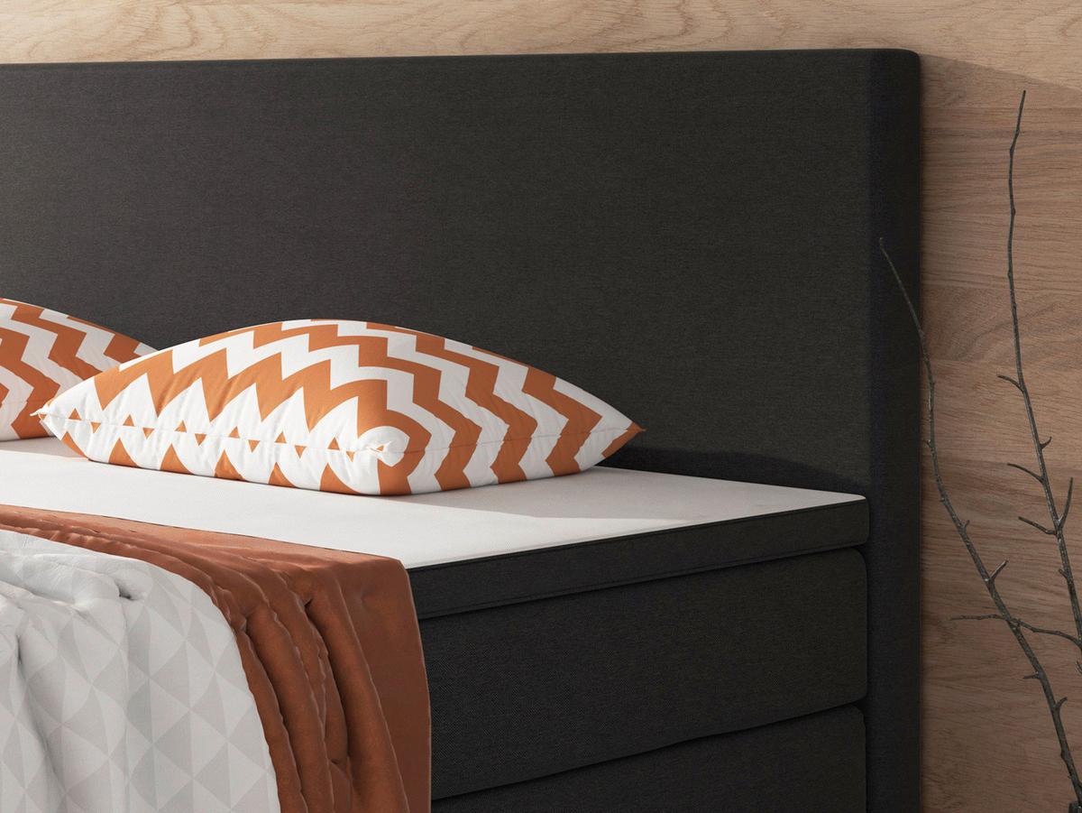 Boxspringbett mit Topper 180x200 cm Berlin F - Silberfarben/Schwarz, KONVENTIONELL, Textil (180/200cm) - MID.YOU
