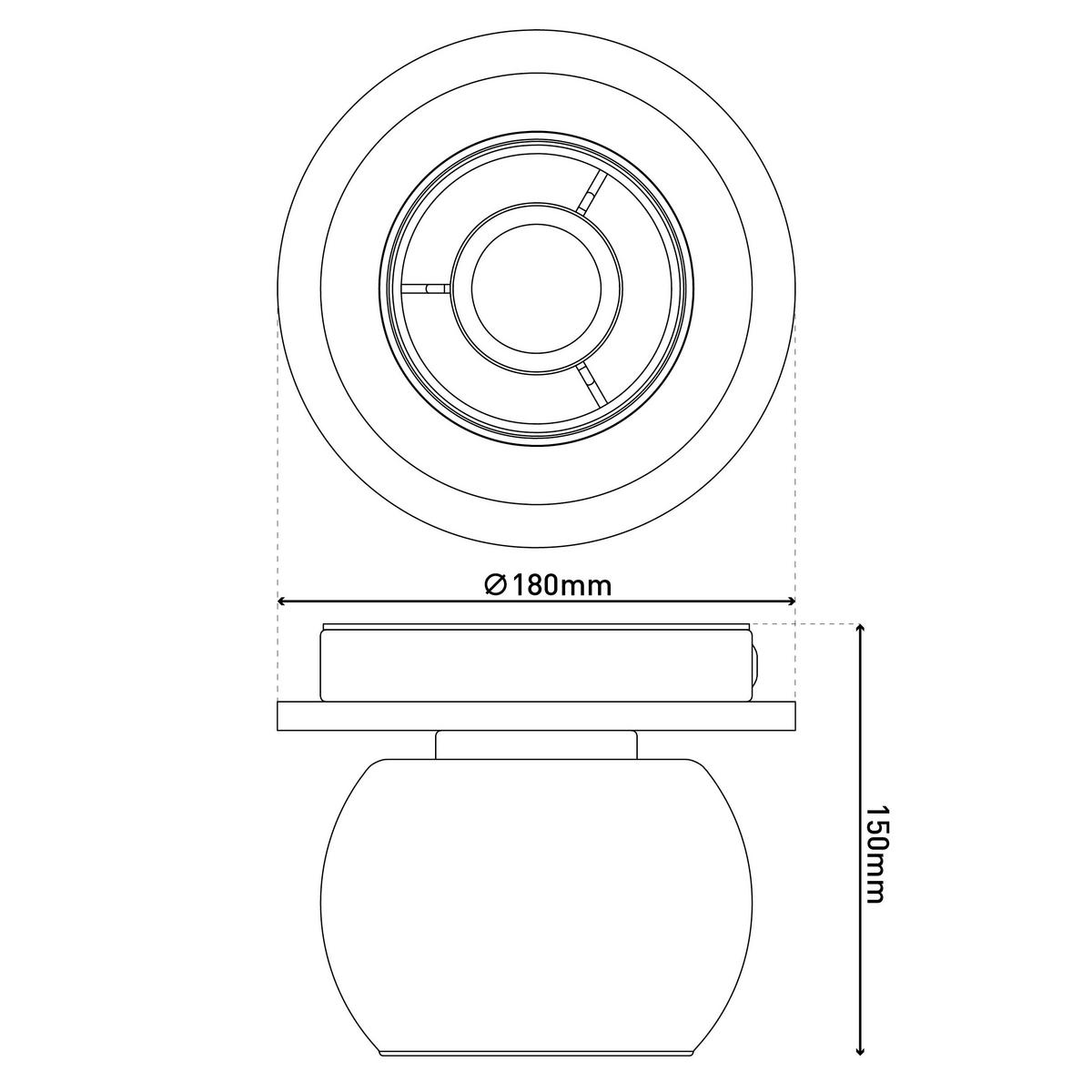 Deckenleuchte Kautschukholz - Schwarz/Naturfarben, Design, Glas/Holz (18/15cm) - Näve