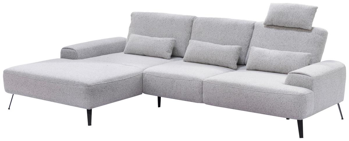 Ecksofa Astoria Hellgrau S: 178x305 cm - Hellgrau/Schwarz, Design, Textil (178/305cm) - Livetastic
