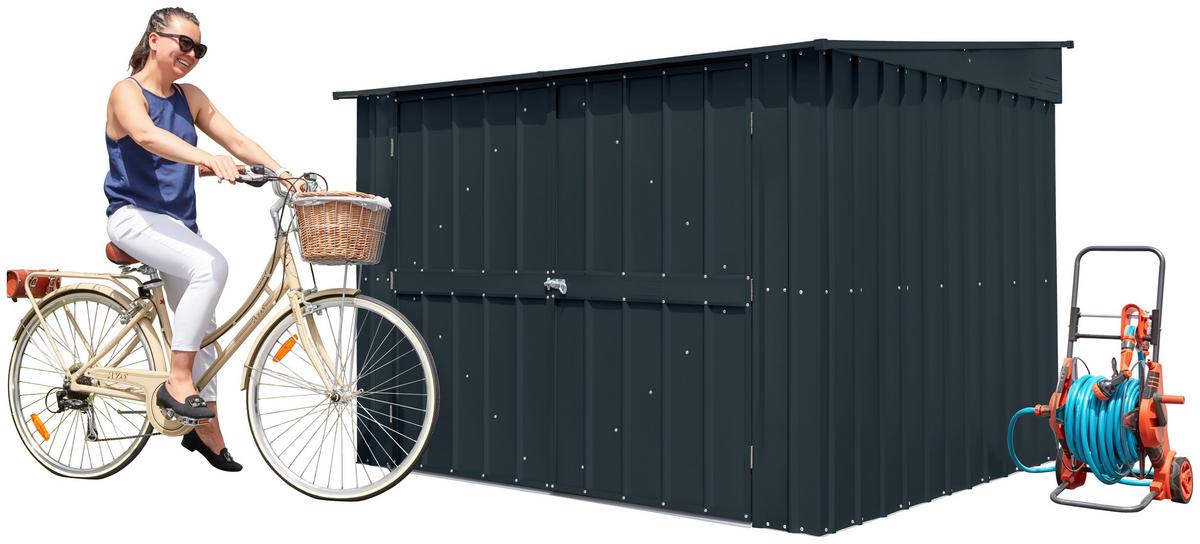 Fahrradgarage Fahrradoase Metall für 4 Räder Doppeltür - Anthrazit, Basics, Metall (211/165/200cm)