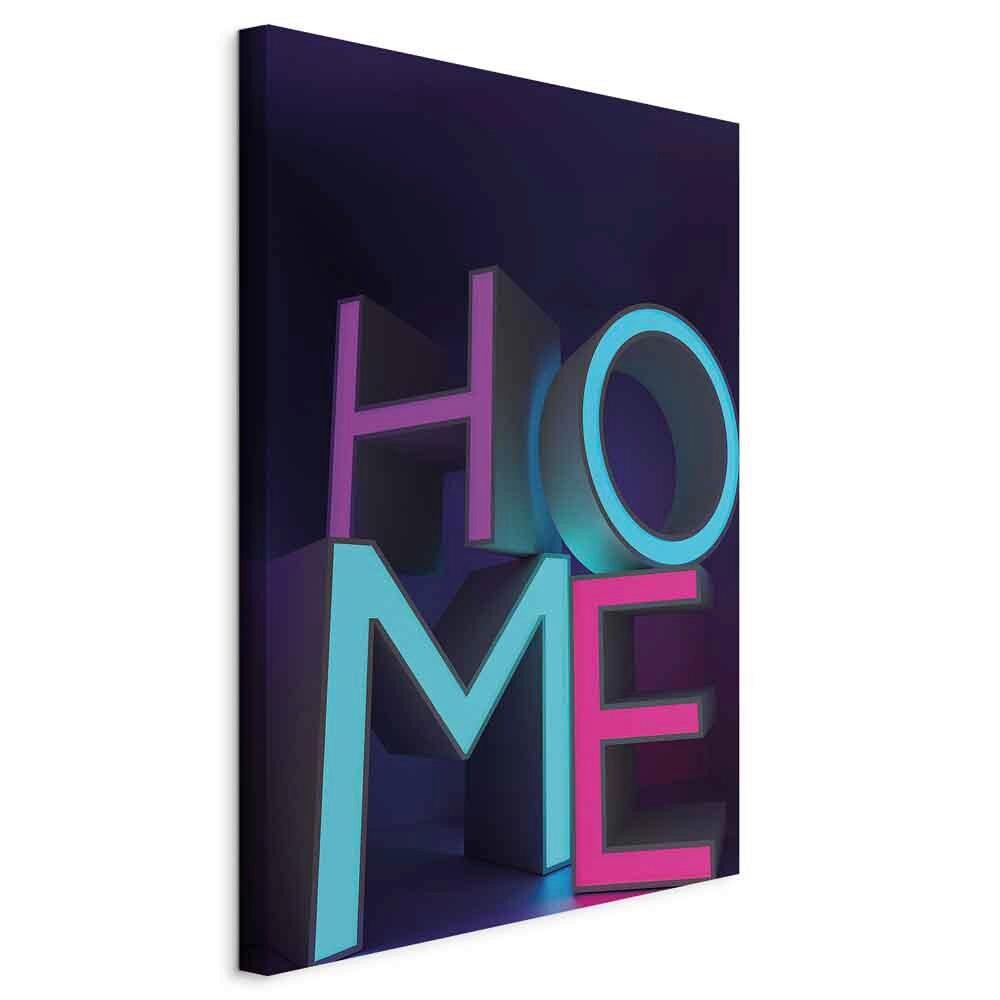 Leinwandbild Home Neon Violett Pink Blau B: 60 cm - Pink/Violett, Basics, Holz/Textil (60/90/1,2cm) - artgeist