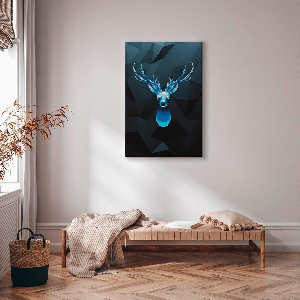 Leinwandbild Ice Deer Schwarz Hellblau B: 40 cm - Schwarz/Hellblau, Basics, Holzwerkstoff/Textil (40/60/1,2cm) - artgeist