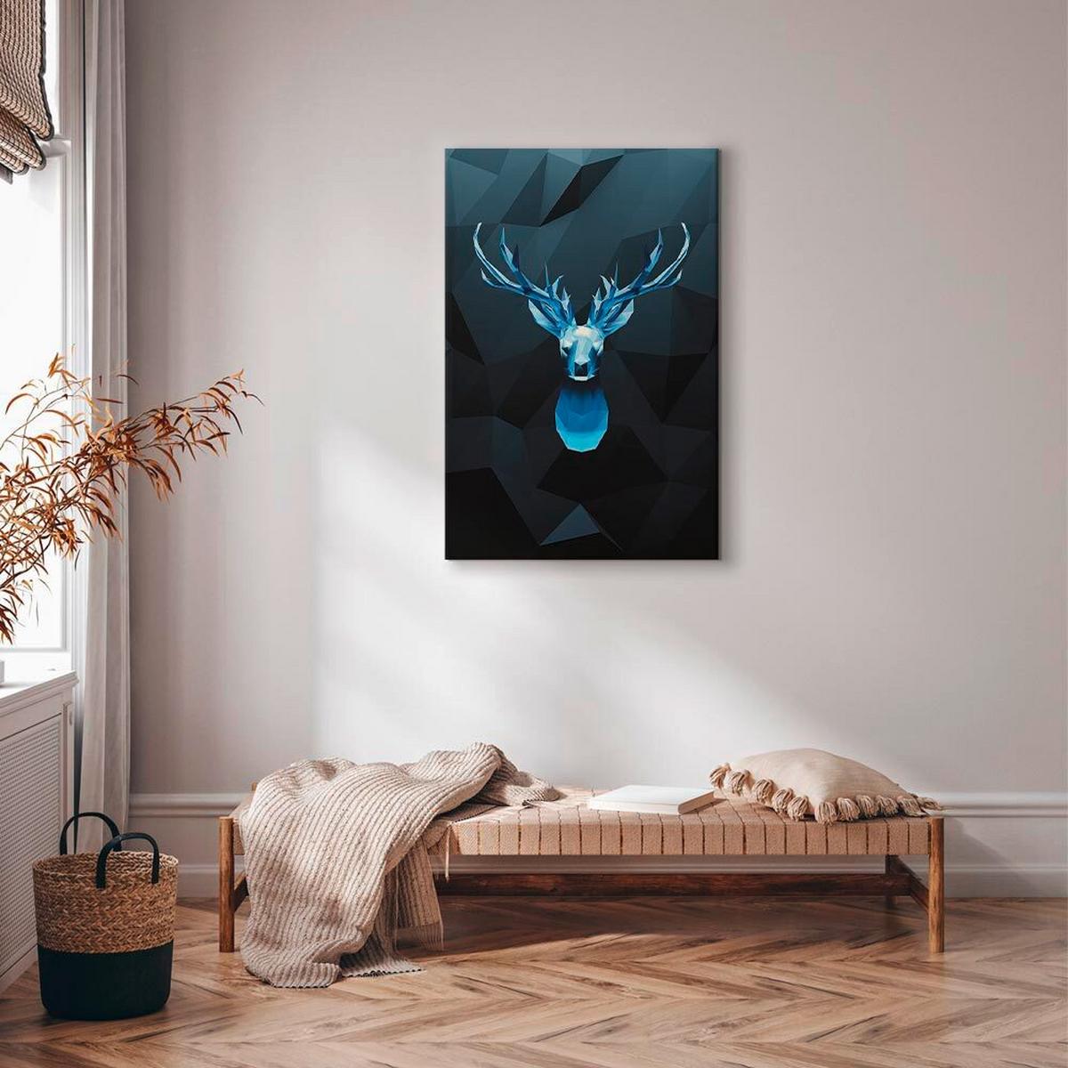 Leinwandbild Ice Deer Schwarz Hellblau B: 40 cm - Schwarz/Hellblau, Basics, Holzwerkstoff/Textil (40/60/1,2cm) - artgeist