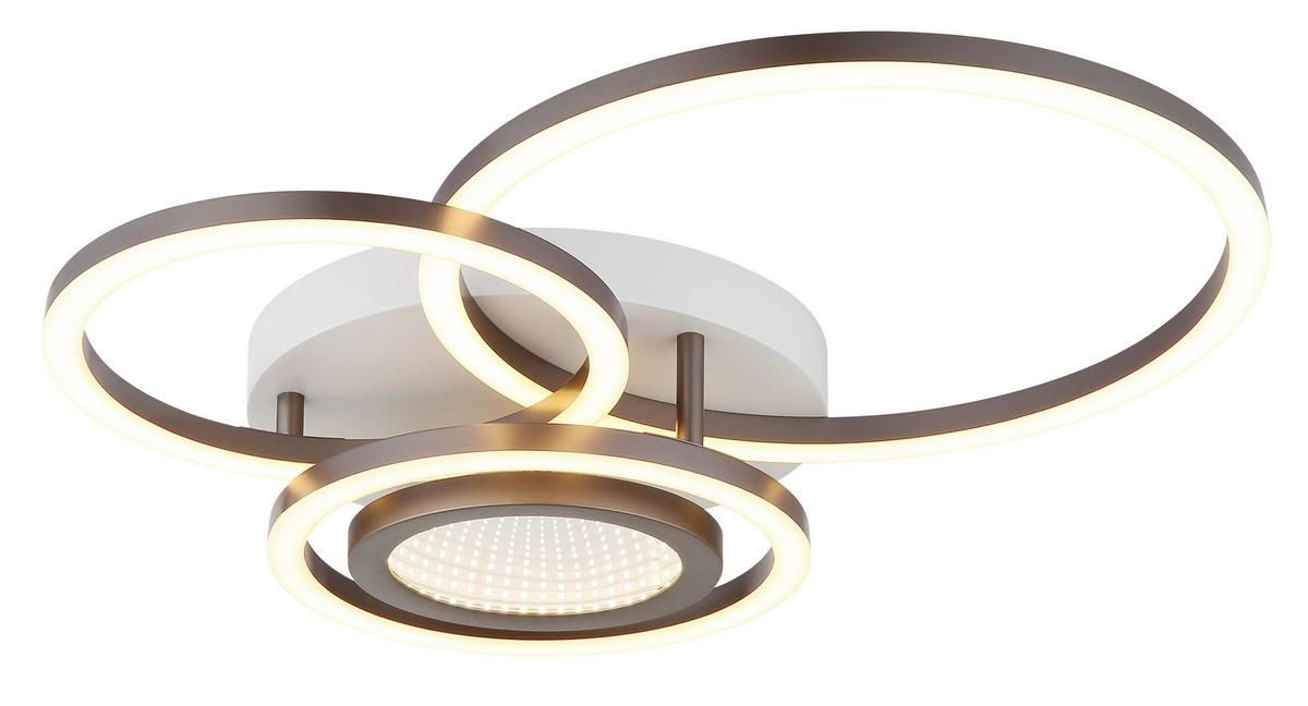 LED-Deckenleuchte 3000k, 40w - Braun/Weiß, Design, Kunststoff/Metall (49/39/10cm) - Globo