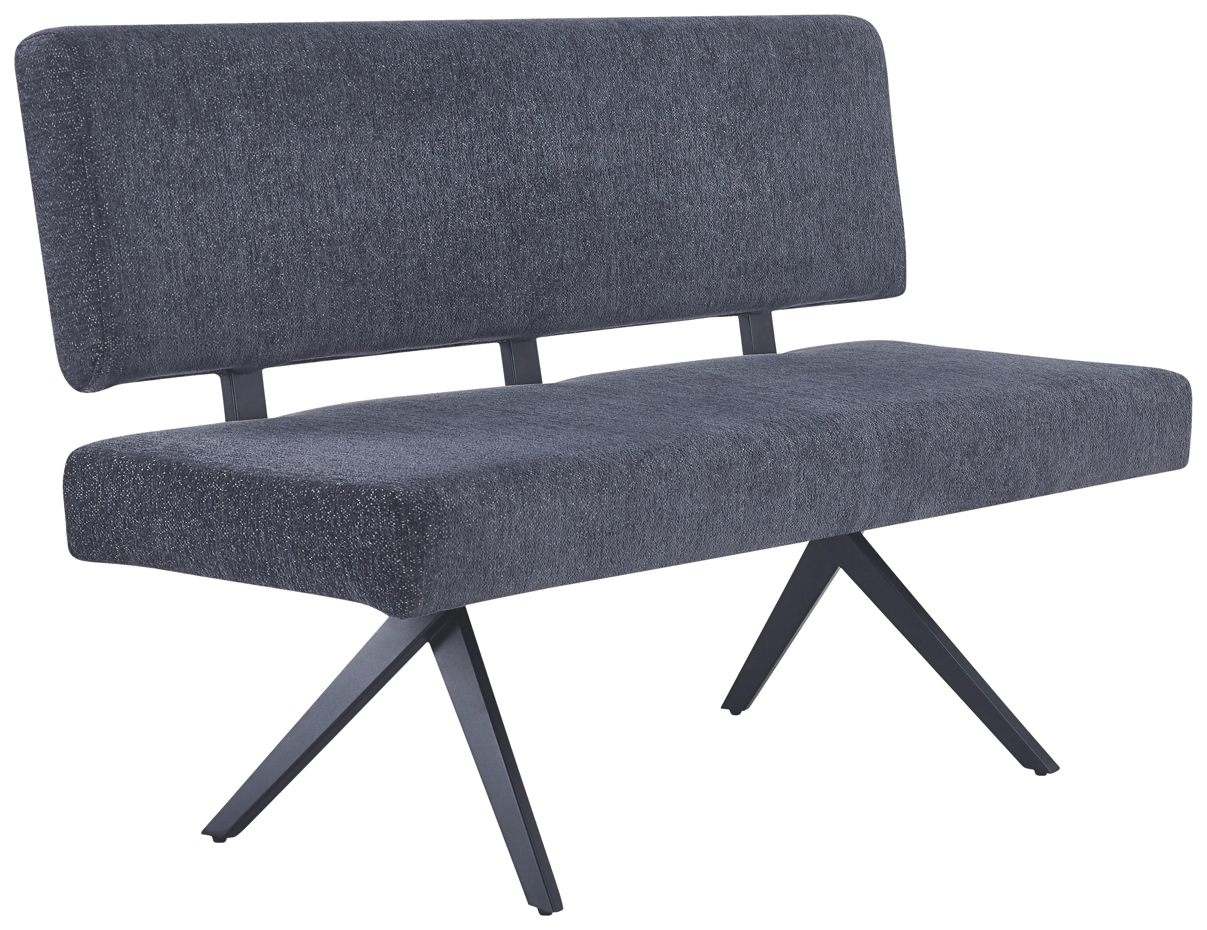 Sitzbank Chios  Mit Lehne Leinenoptik Grau, B: 140 Cm - Dunkelgrau/Schwarz, KONVENTIONELL, Textil/Metall (140/90/62cm) - MID.YOU