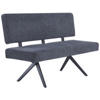 Sitzbank Chios  Mit Lehne Leinenoptik Grau, B: 140 Cm - Dunkelgrau/Schwarz, KONVENTIONELL, Textil/Metall (140/90/62cm) - MID.YOU