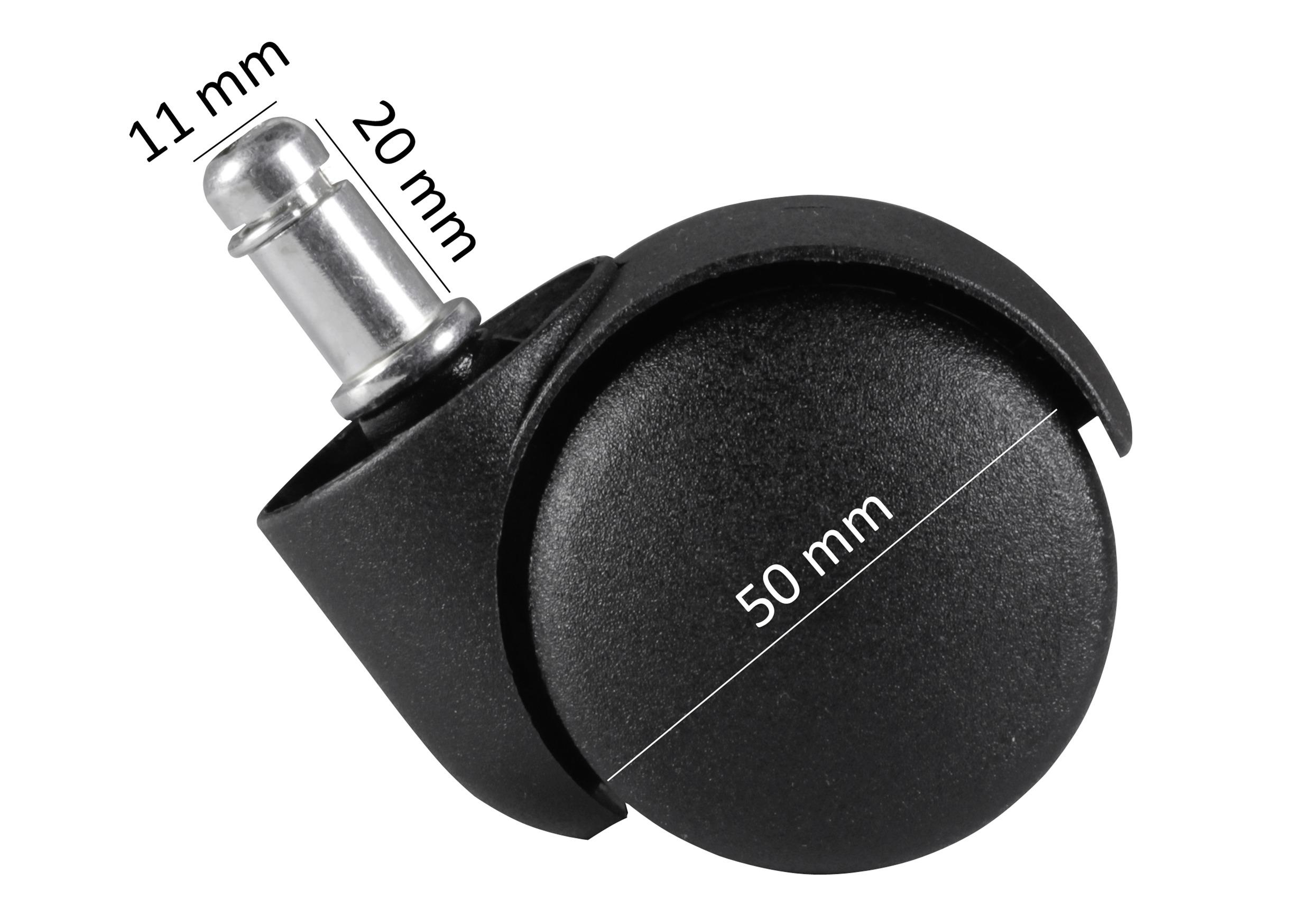 Drehstuhlrolle Ø 5 Cm 5er-Set - Schwarz, Basics, Kunststoff (5cm) - MID.YOU