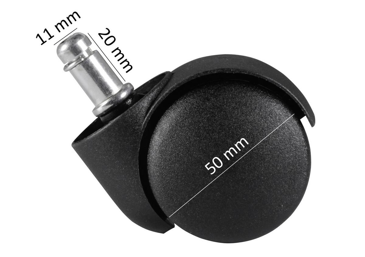 Drehstuhlrolle Ø 5 cm 5er-Set - Schwarz, Basics, Kunststoff (5cm) - MID.YOU