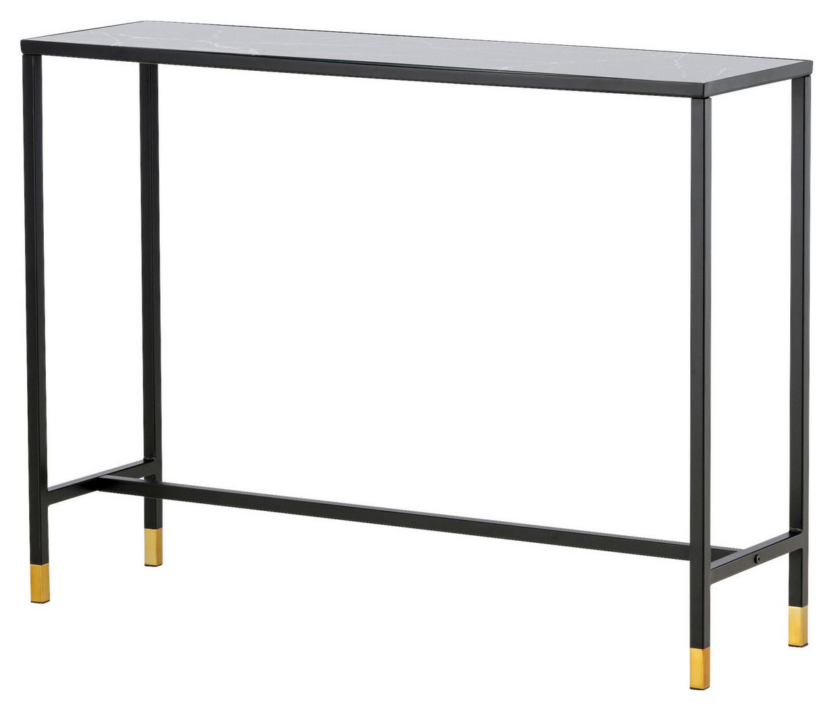Beistelltisch Dipp - Messingfarben/Schwarz, Design, Glas/Metall (100/30/75cm) - Livetastic