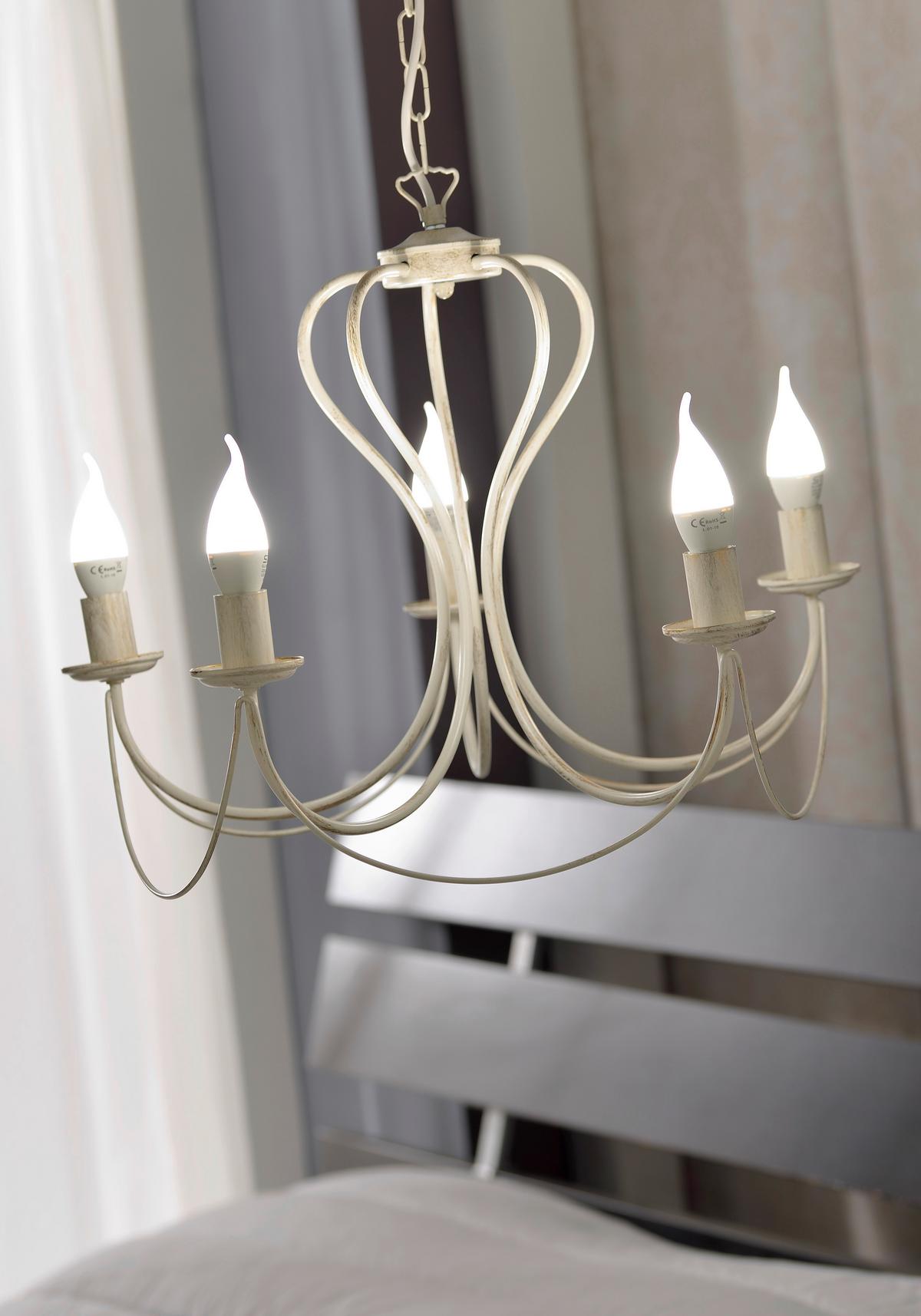 Kronleuchter 4236/5a - Weiß, KONVENTIONELL, Metall (55/105cm)