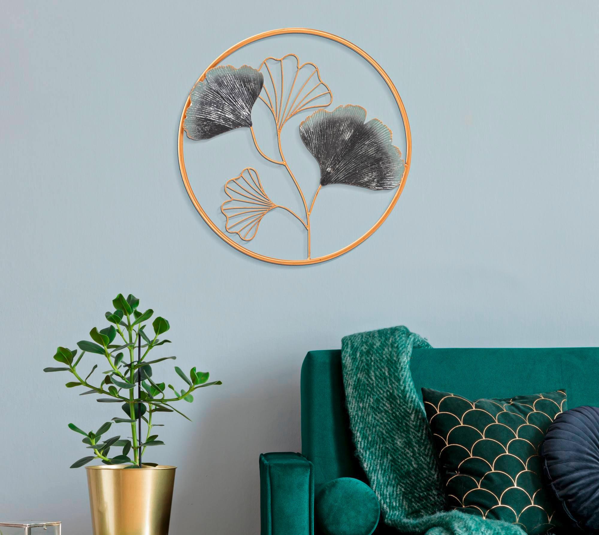 Wanddeko Simpl Goldfarben, Grau B: 45,5 cm - Goldfarben/Grau, Basics, Metall (45.5/45.5/3.5cm)