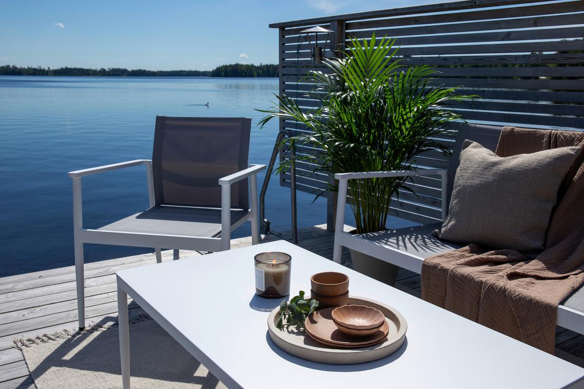 Loungegarnitur Break - Weiß/Grau, KONVENTIONELL, Glas/Textil - Gardenson