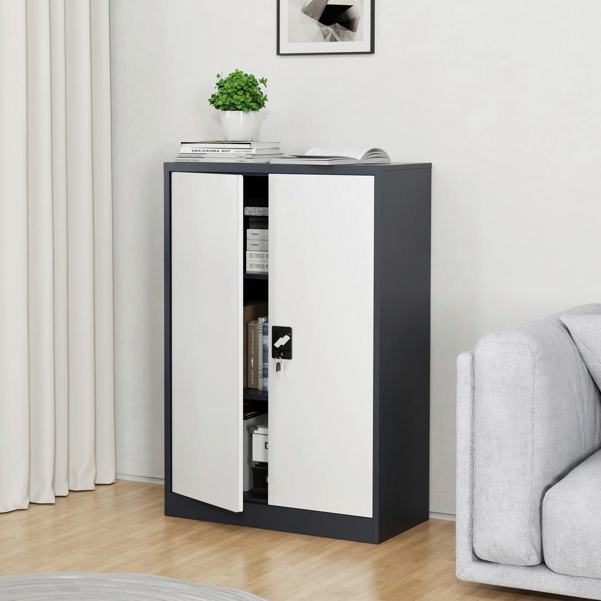 Aktenschrank Malivo Weiß/Anthrazit B: 80cm - Anthrazit/Weiß, KONVENTIONELL, Metall (80/120/40cm) - MID.YOU
