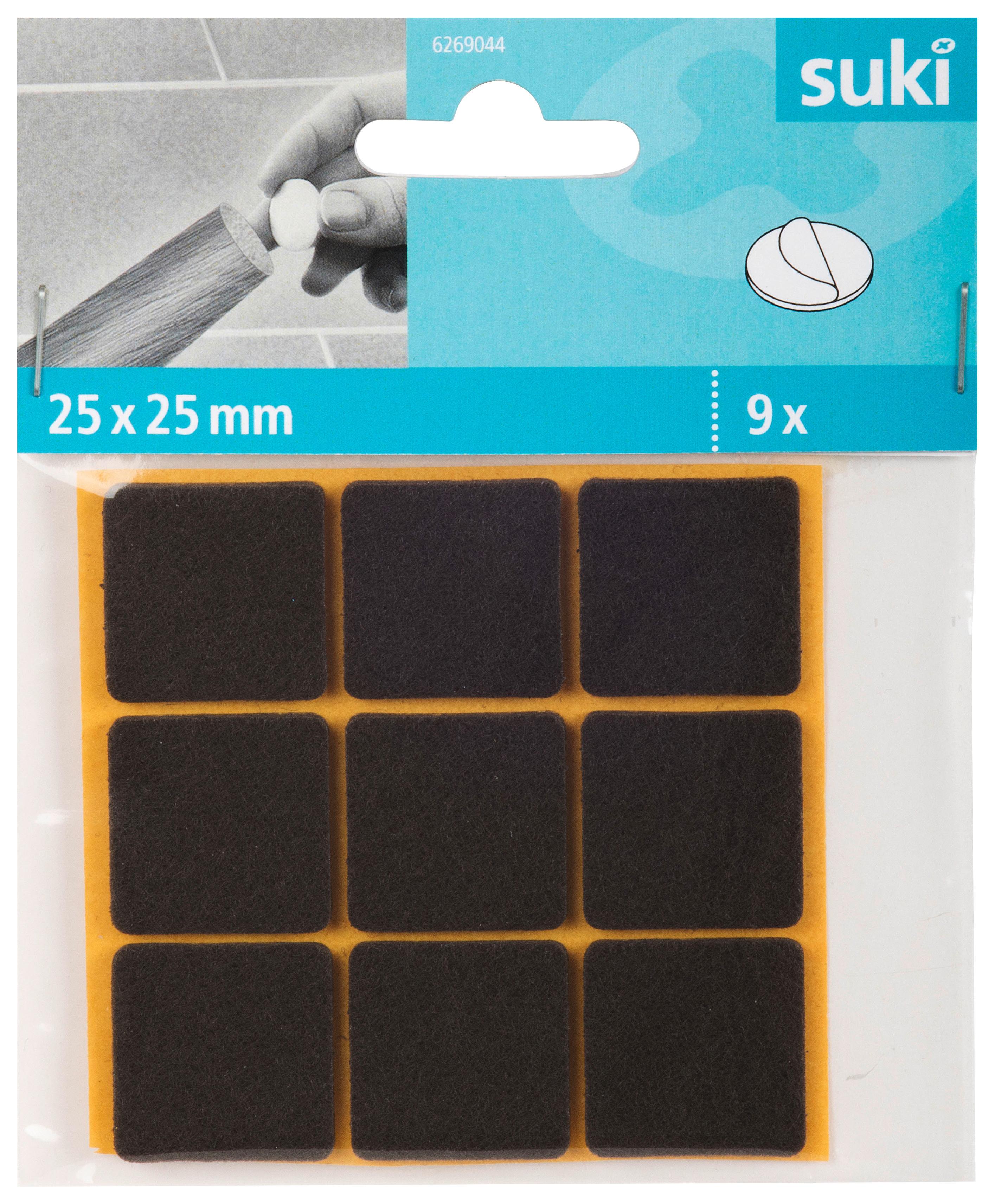 Filckorong 25x25mm, 8db - sötétbarna, műanyag (2,5/2,5cm) - Suki