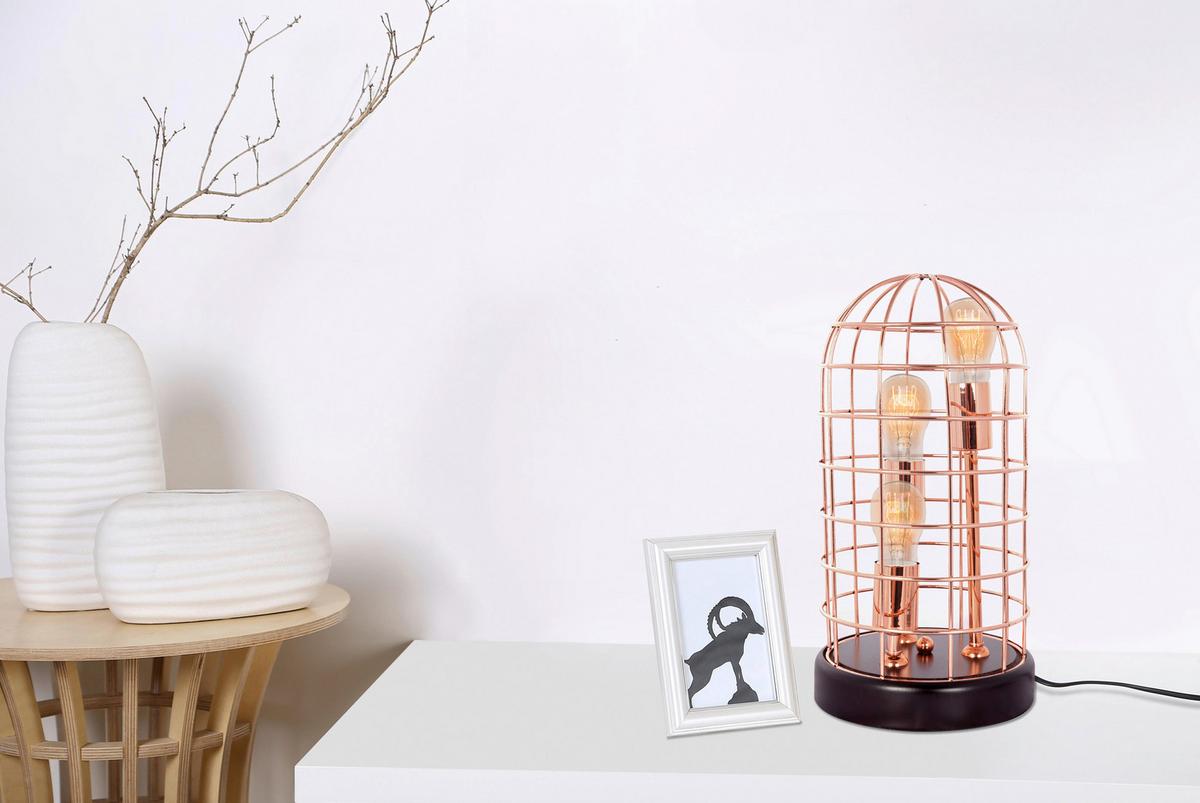 Tischleuchte Kepler 510 Kupfer - Kupferfarben, Trend, Holz/Metall (40/21/21cm) - Kayoom