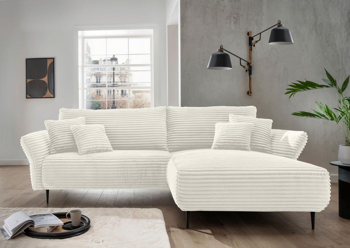 Ecksofa Vanilla Weiß S: 178x264-302 cm - Schwarz/Weiß, Design, Textil (178/264-302cm) - Livetastic