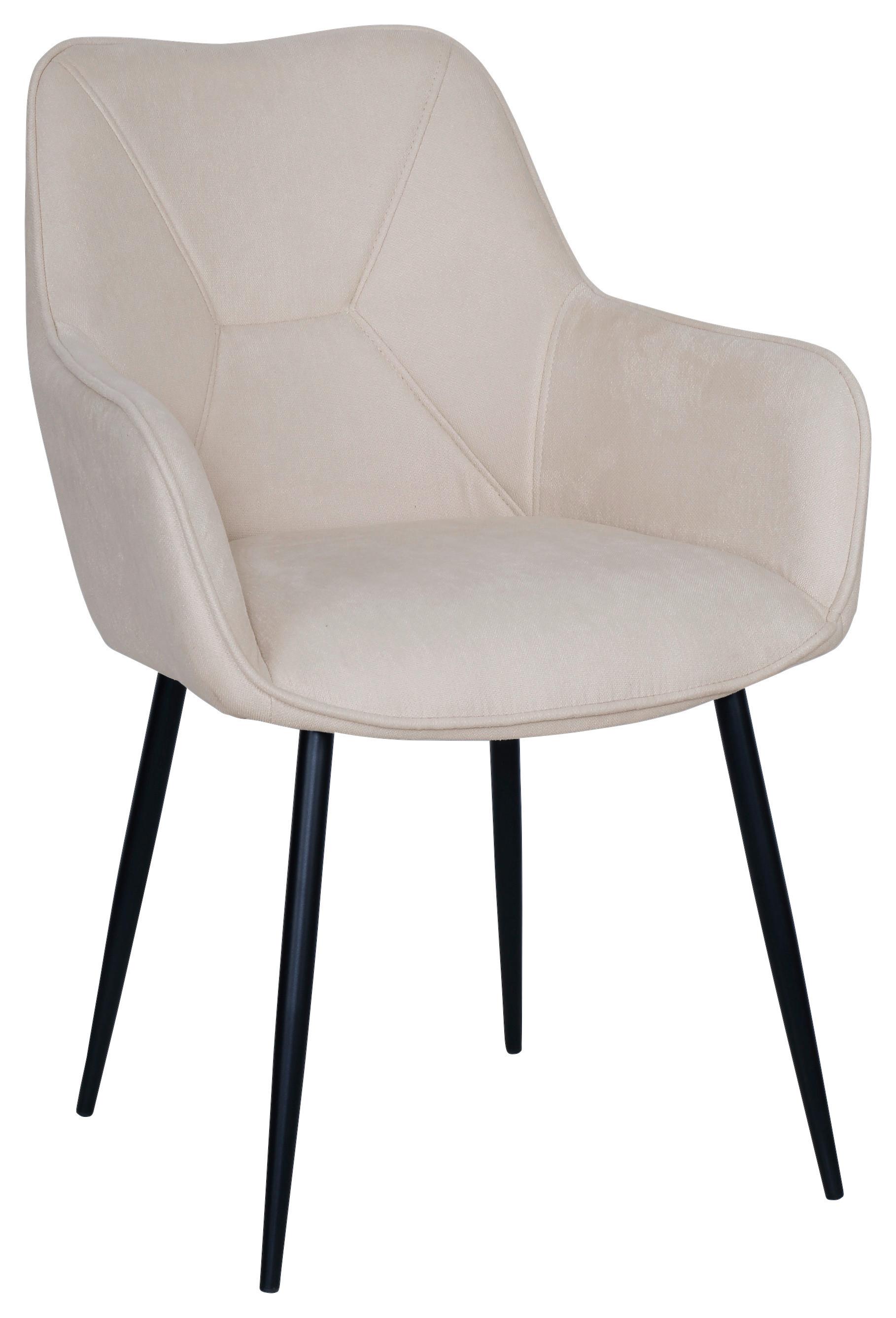 Židle s područkami béžová - černá/béžová, Moderní, kov/dřevo (57/85/60cm) - Mömax