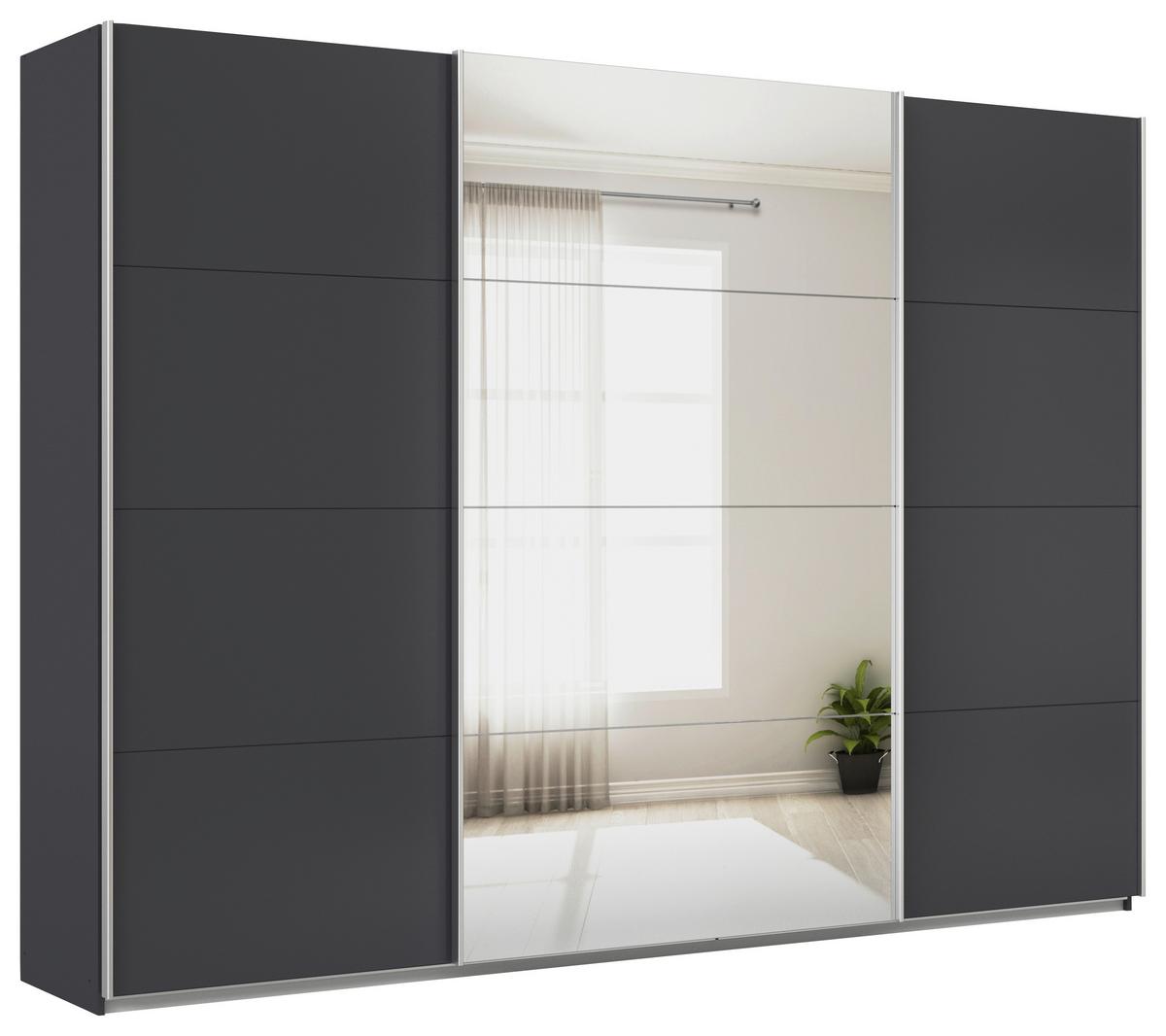Schwebetürenschrank + Spiegel B: 315cm Feldkirch Grau - Anthrazit/Silberfarben, MODERN, Holzwerkstoff (315/229/62cm)