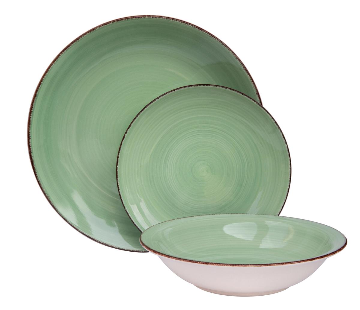 Tafelservice Lionel Steinzeug für 6 Personen, Geschirr Set - Grün, MODERN, Keramik - Luca Bessoni