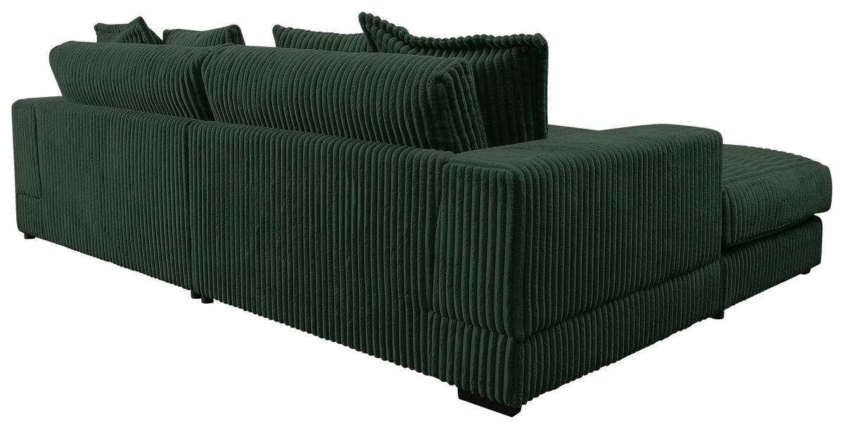 Ecksofa Funny Links Mit Hocker Dunkelgrün,schenkel: 195x285cm - Dunkelgrün/Schwarz, Basics, Textil (195/285cm) - Livetastic