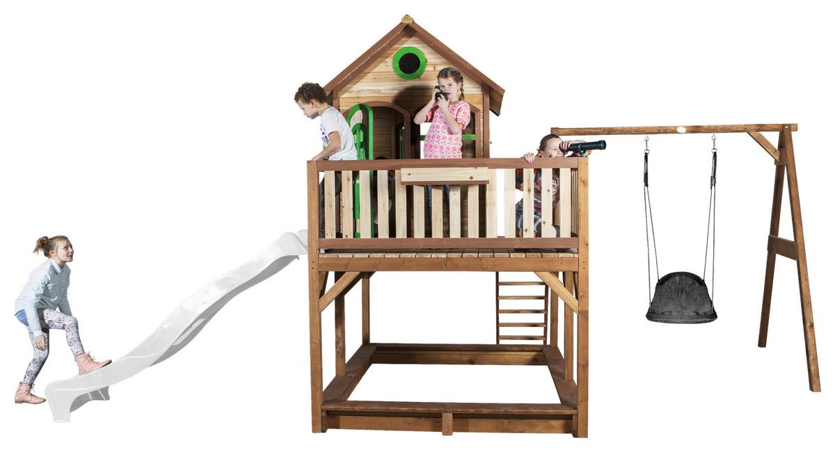 Spielturm A030.158.90 - Weiß/Braun, KONVENTIONELL, Holz (613/291/277cm) - Ambia Garden