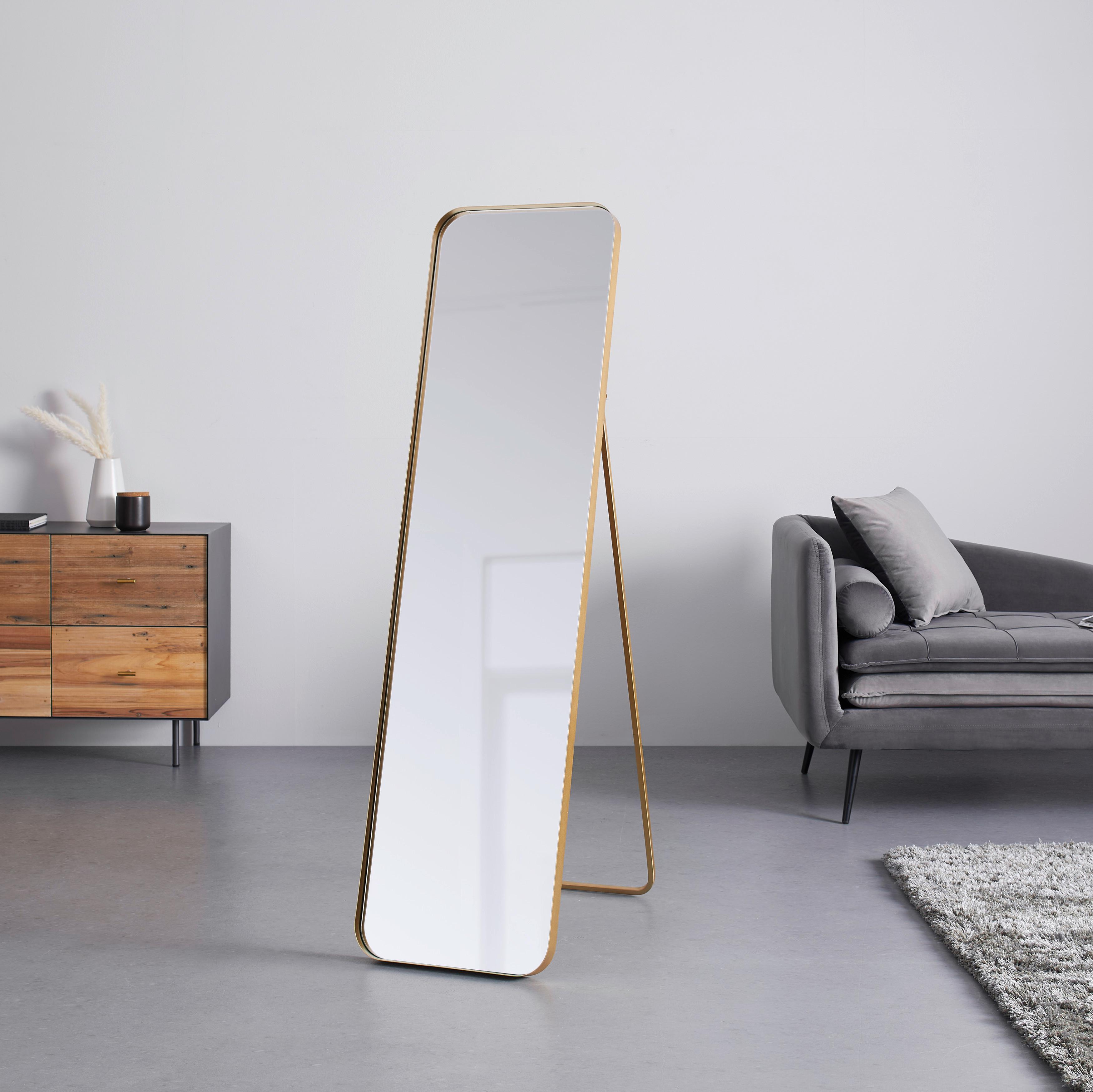 Zrcadlo LIV zlatý kov - barvy zlata, Moderní, kov/sklo (41/154/68,5cm) - Bessagi Home