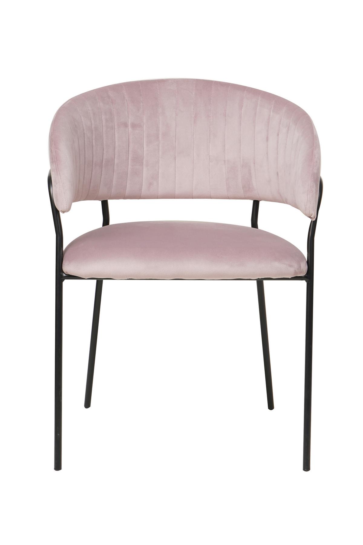 Armlehnstuhl Rosa B: 55 Cm - Schwarz/Rosa, MODERN, Textil/Metall (55/80/50cm) - Livetastic