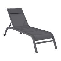 Sonnenliege Olivia Metall/Textil mit Rollen - Grau, MODERN, Textil/Metall (198/62/34-87cm) - Luca Bessoni