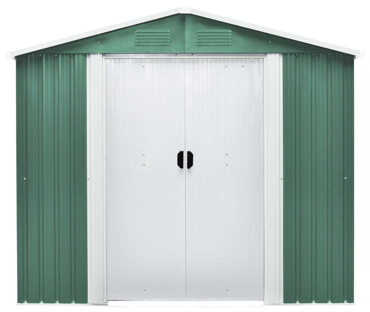 Gerätehaus Ohne Boden 236x190x174 - Weiß/Grün, Basics, Metall (236/190/174cm)