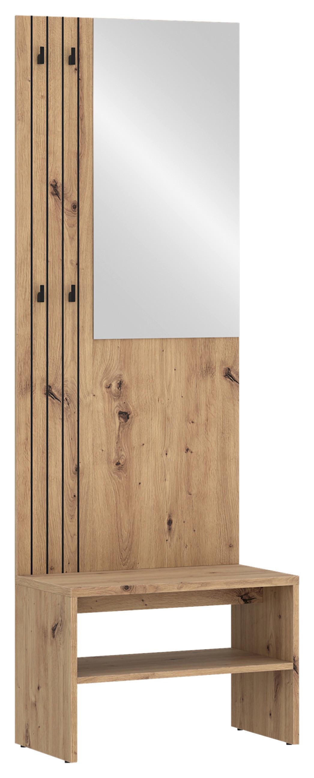 PREDSIEŇOVÝ NÁBYTOK CHARLIE - dub artisan, Konventionell, kompozitné drevo (60/180/37cm)