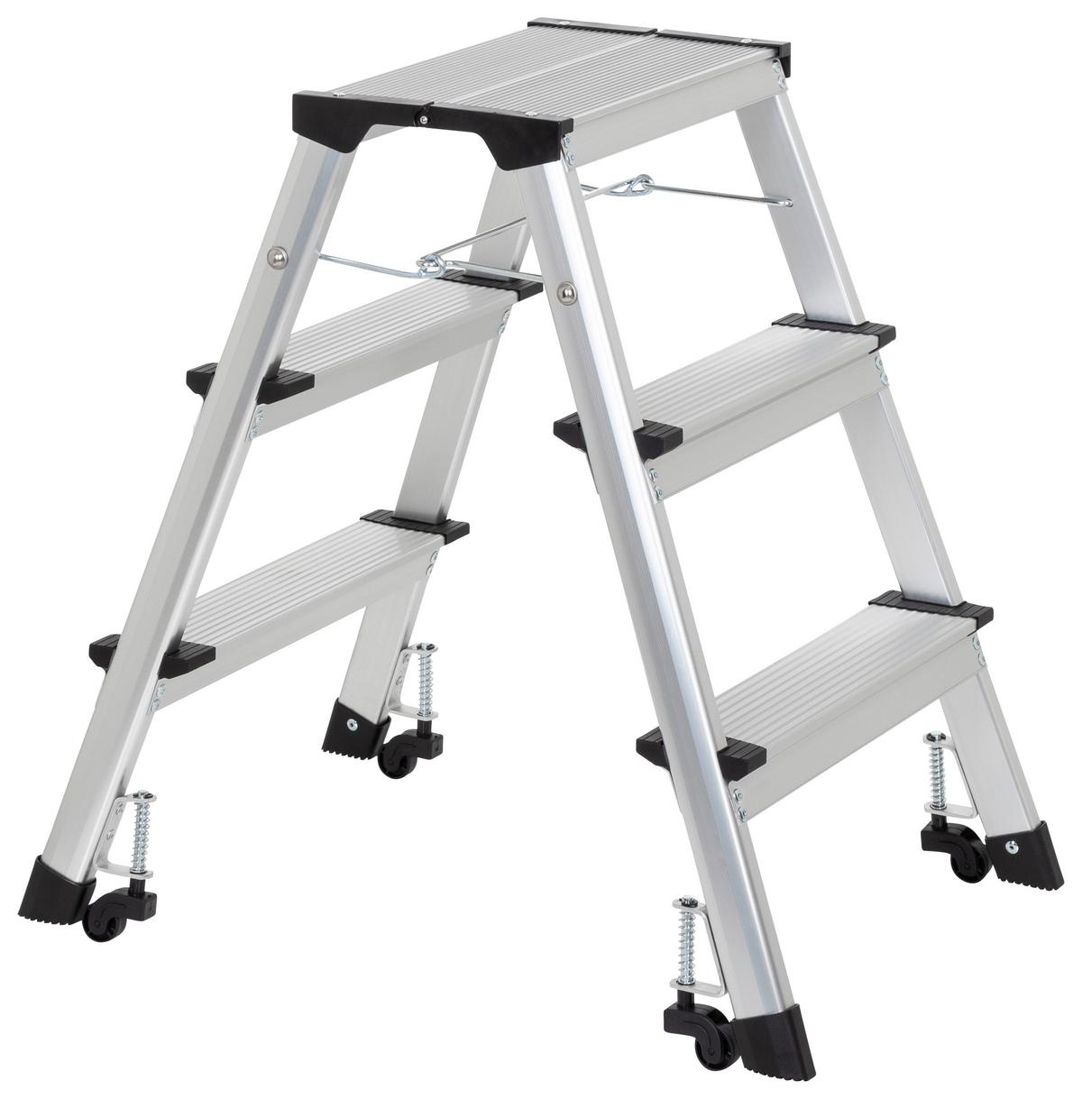 Klapptrittleiter Solid Iv - Alufarben, Basics, Metall (43/67/21cm) - MID.YOU