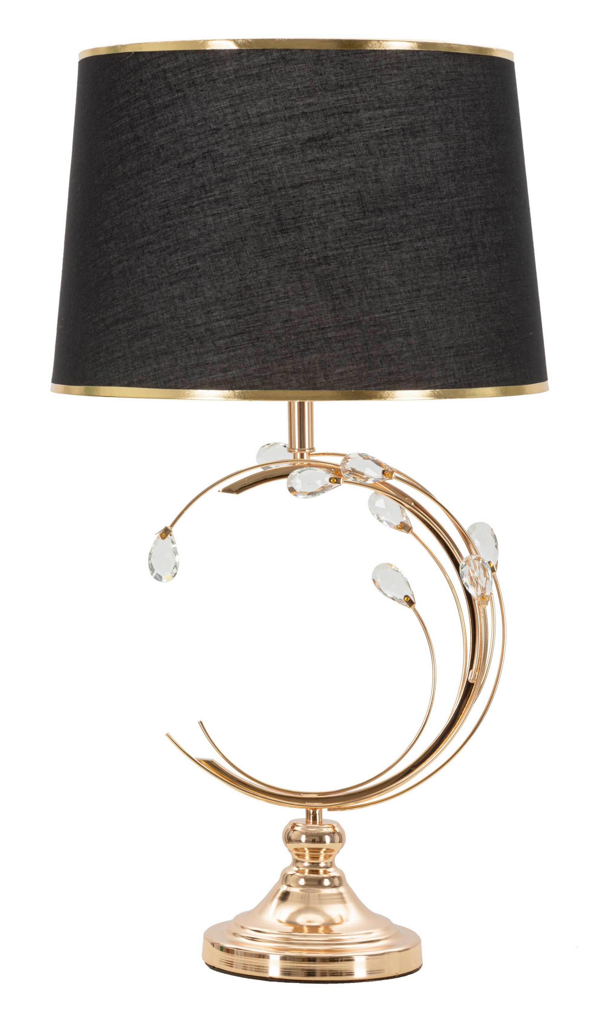 Tischleuchte Bruxelles Schwarz, Goldfarben B: 36 cm - Goldfarben/Schwarz, Basics, Glas/Textil (36/65/36 cm)
