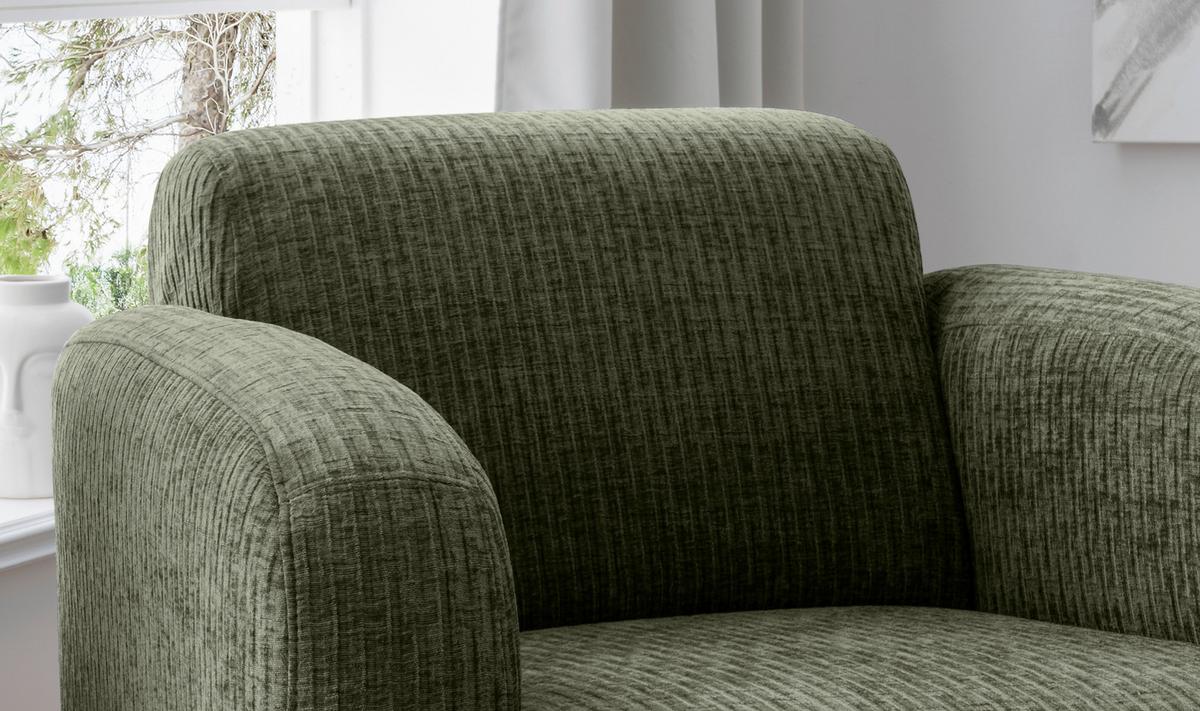 Sessel Marone Olivgrün B: 85cm - Schwarz/Olivgrün, MODERN, Textil (85/76/90cm) - Livetastic