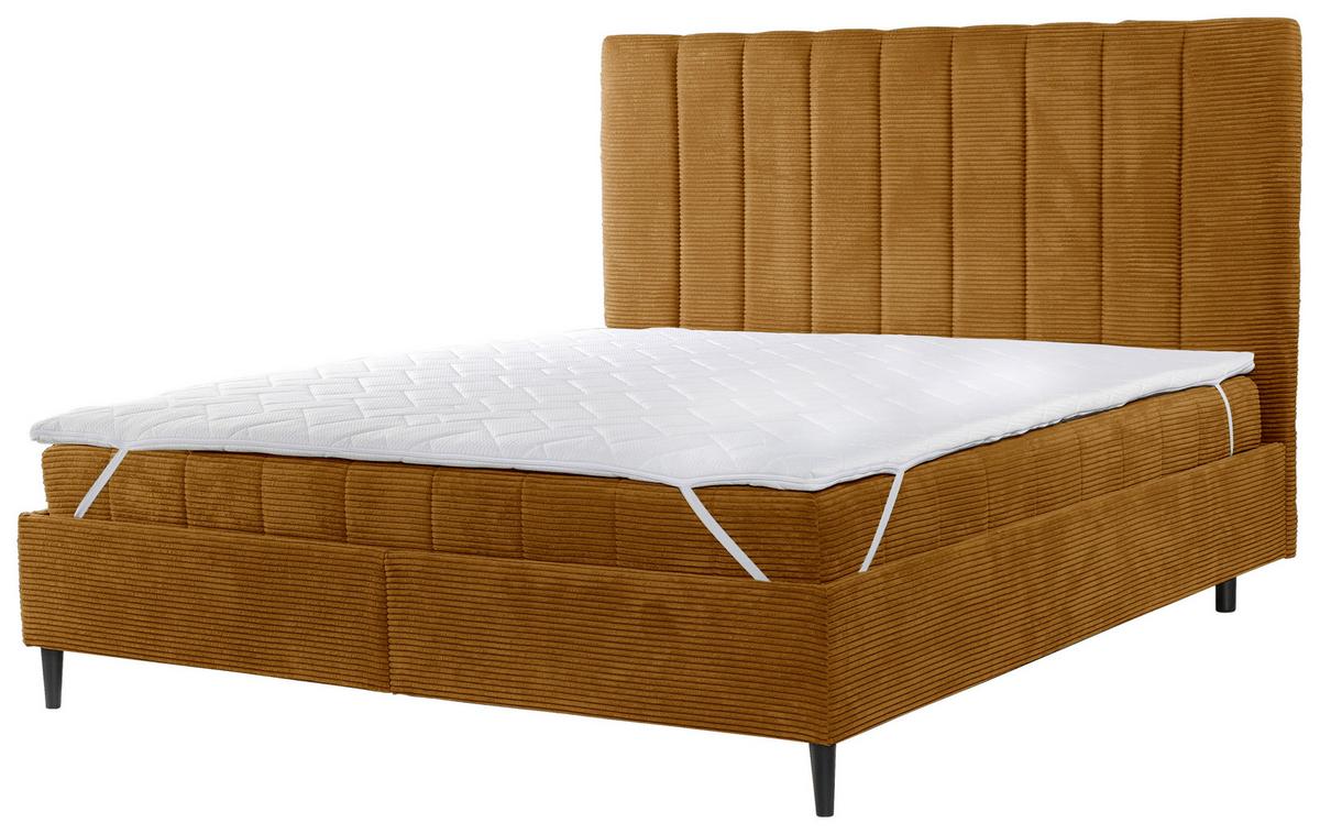 Polsterbett mit Lattenrost Mia Kupferfarben 180x200 cm - Creme/Schwarz, LIFESTYLE, Holz/Holzwerkstoff (180/200cm) - Livetastic