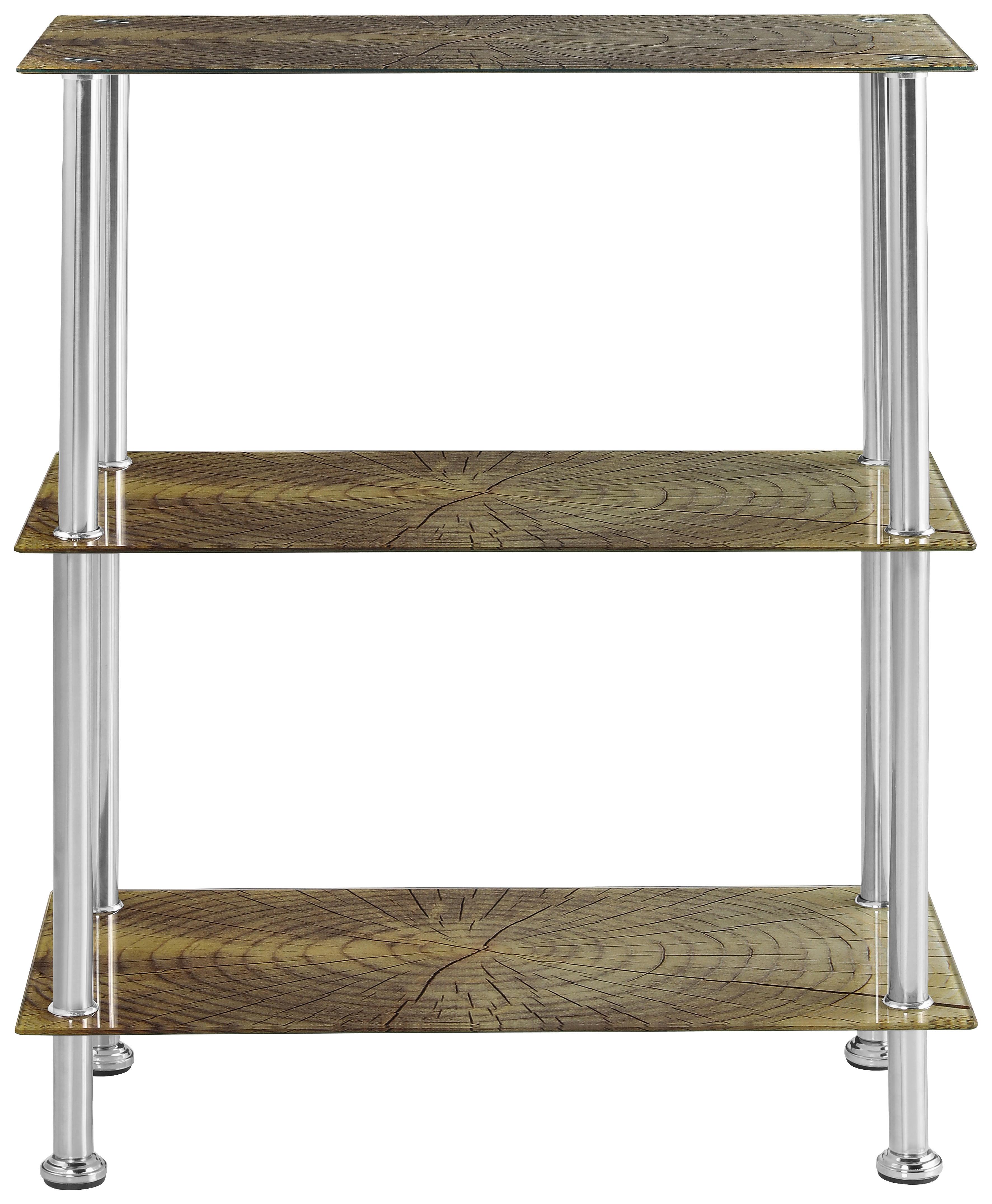 Regal Mit Glasfächern Bedruckt Glare B 60cm, Edelstahl/braun - Edelstahlfarben/Braun, MODERN, Glas/Metall (60/70/30cm) - Luca Bessoni