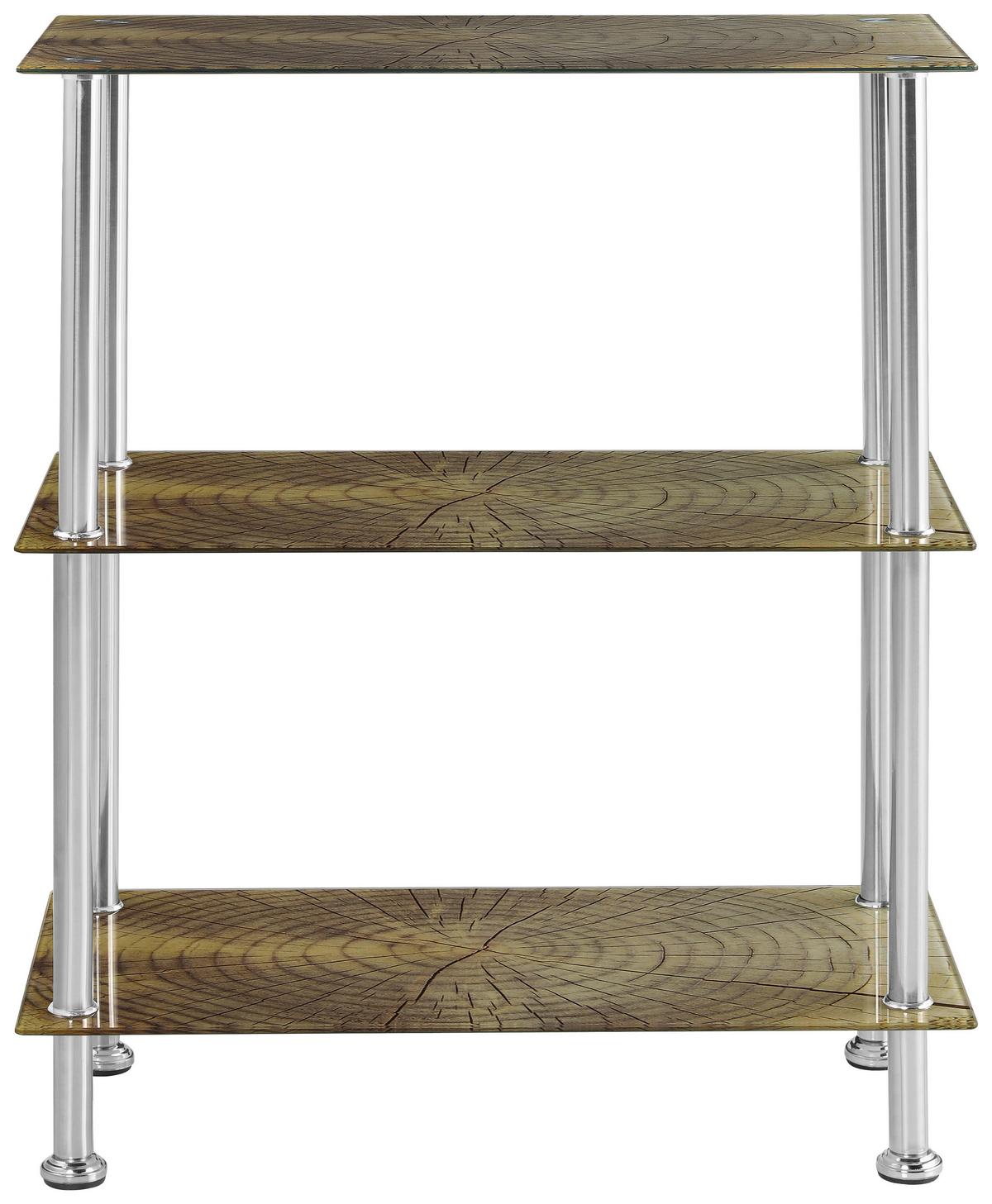 Regal Mit Glasfächern Bedruckt Glare B 60cm, Edelstahl/braun - Edelstahlfarben/Braun, MODERN, Glas/Metall (60/70/30cm) - Luca Bessoni