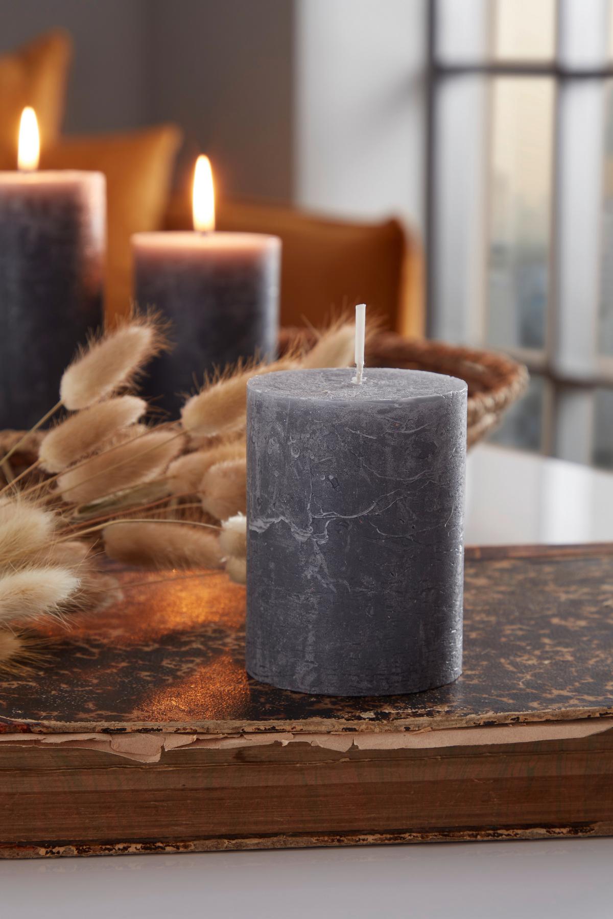 Stumpenkerze Saphira Dunkelgrau Dxh: 6,8x9 Cm - Dunkelgrau, Basics (6,8/9cm) - Ondega