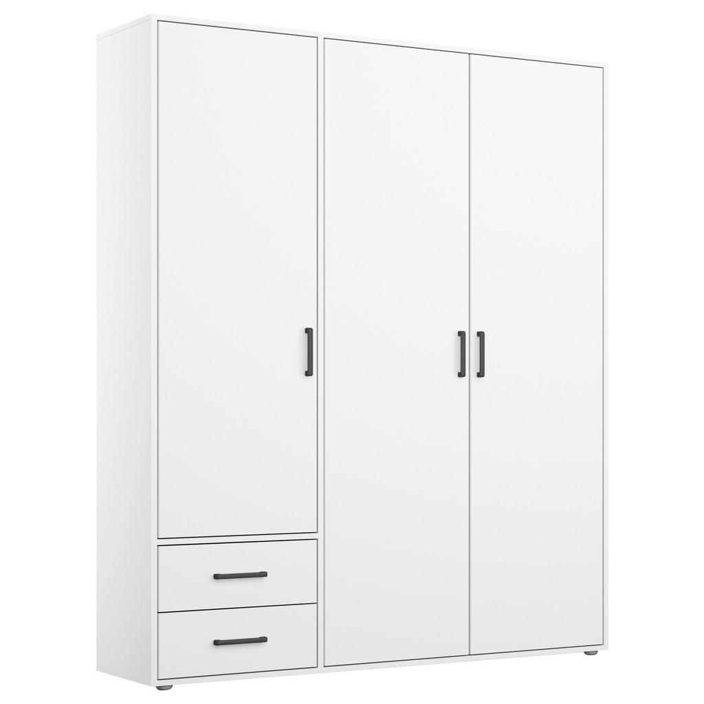 Drehtürenschrank mit Schubladen 140cm Weiß