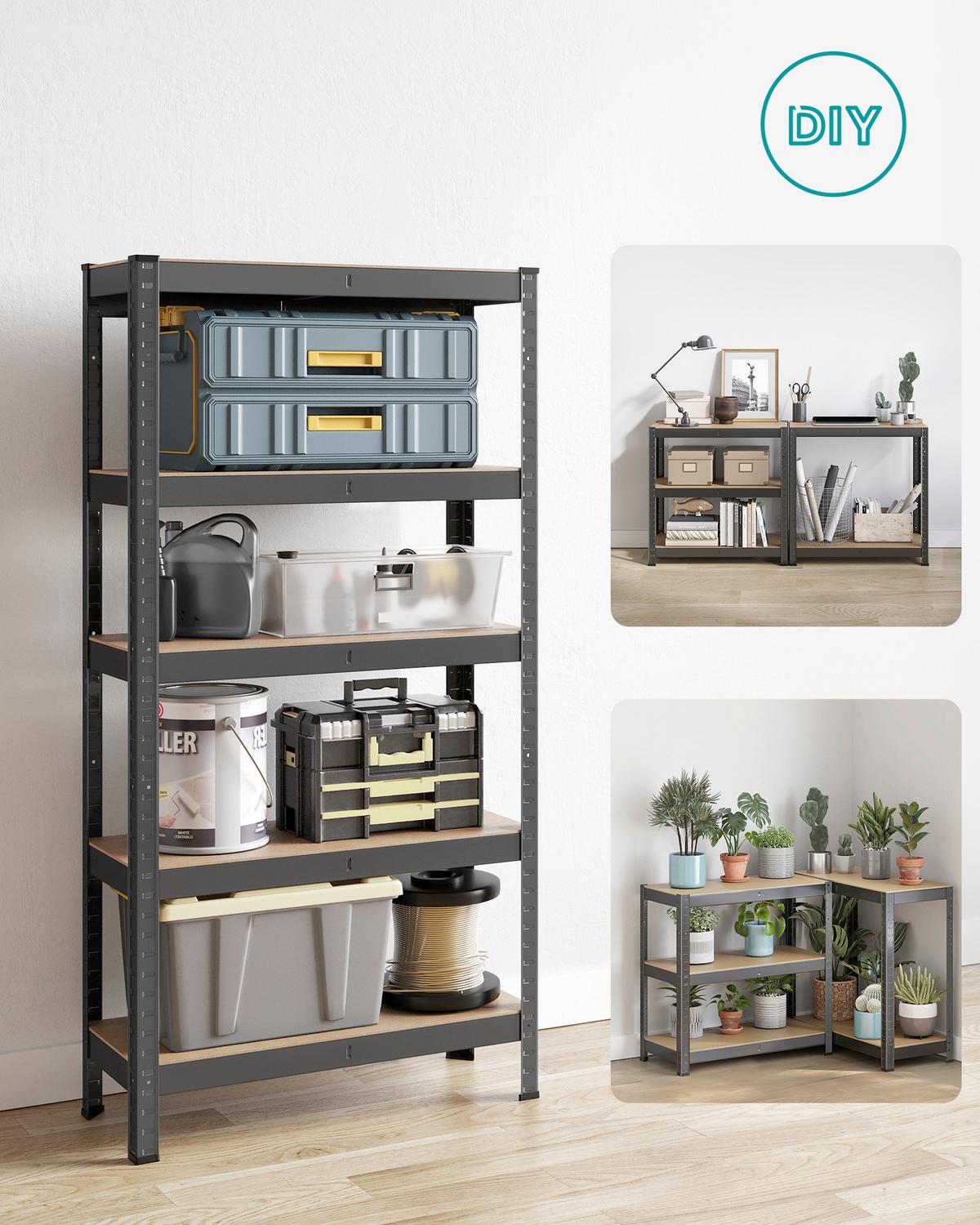 Schwerlastregal Shelving Schwarz B: 75 cm - Schwarz, Basics, Holzwerkstoff/Metall (75/150/30cm)