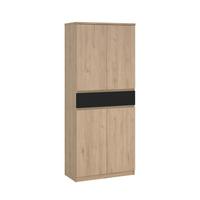 Schuhschrank Naia, Schwarz, Eichefarben, B: 80,4 Cm - Eichefarben/Schwarz, Design, Holzwerkstoff (80,4/191,7/40cm) - Livetastic