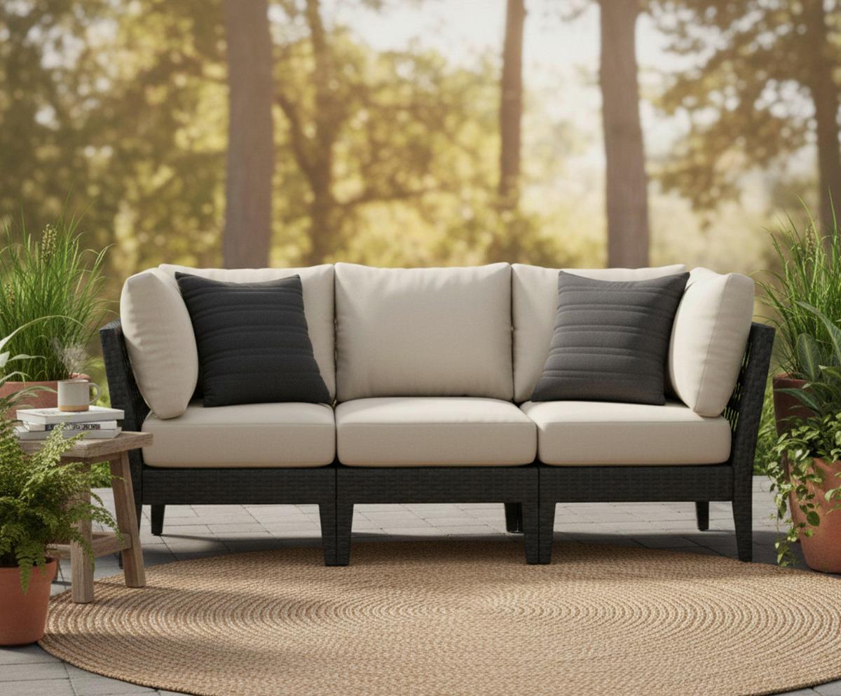 OUTDOOR-KISSEN LINE - Anthrazit, MODERN, Textil (45/45cm) - Gardenson
