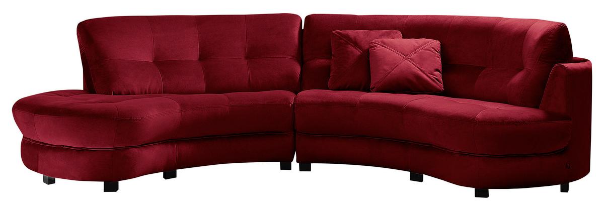 Ecksofa Bretania Bordeaux S: 113x300 cm - Bordeaux/Schwarz, Design, Textil (113/300cm) - Livetastic